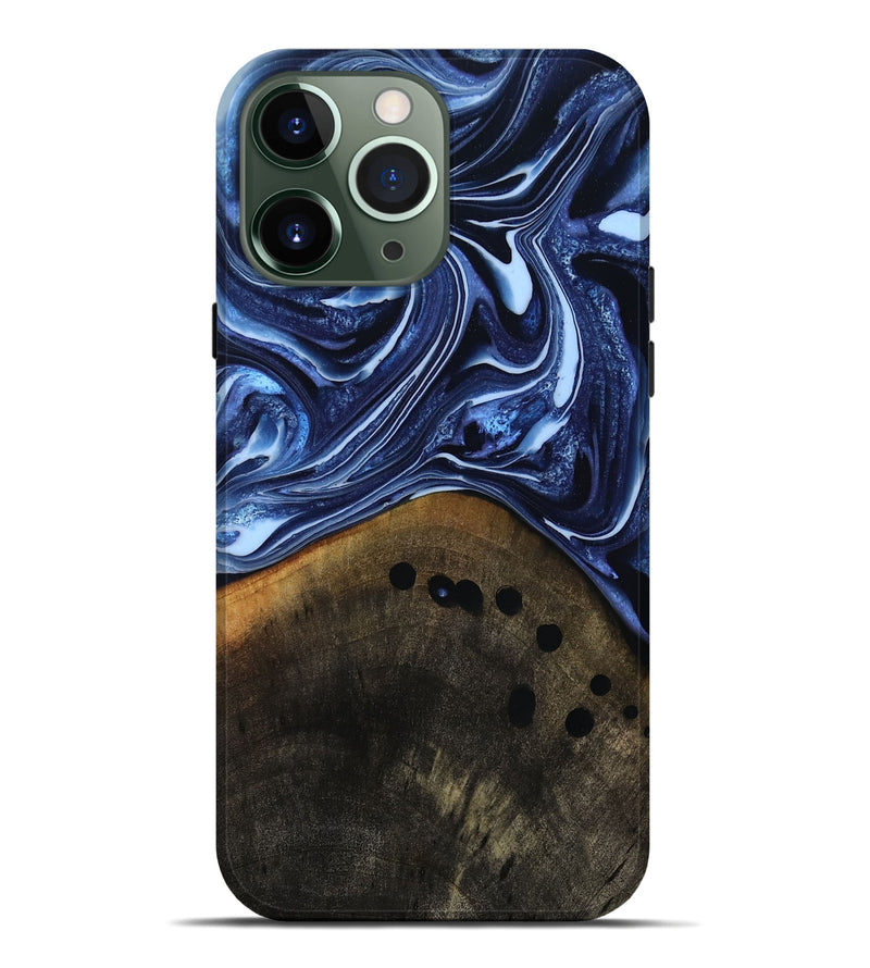 iPhone 13 Pro Max Wood Live Edge Phone Case - Loraine (Blue, 808991)