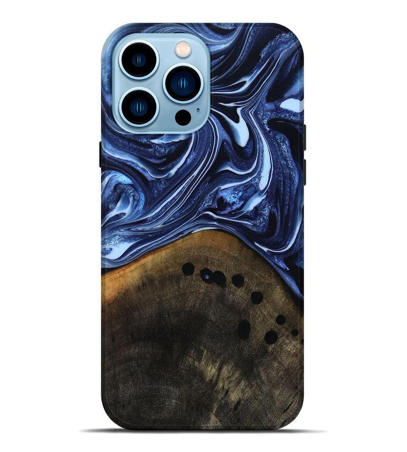 iPhone 14 Pro Max Wood Live Edge Phone Case - Loraine (Blue, 808991)