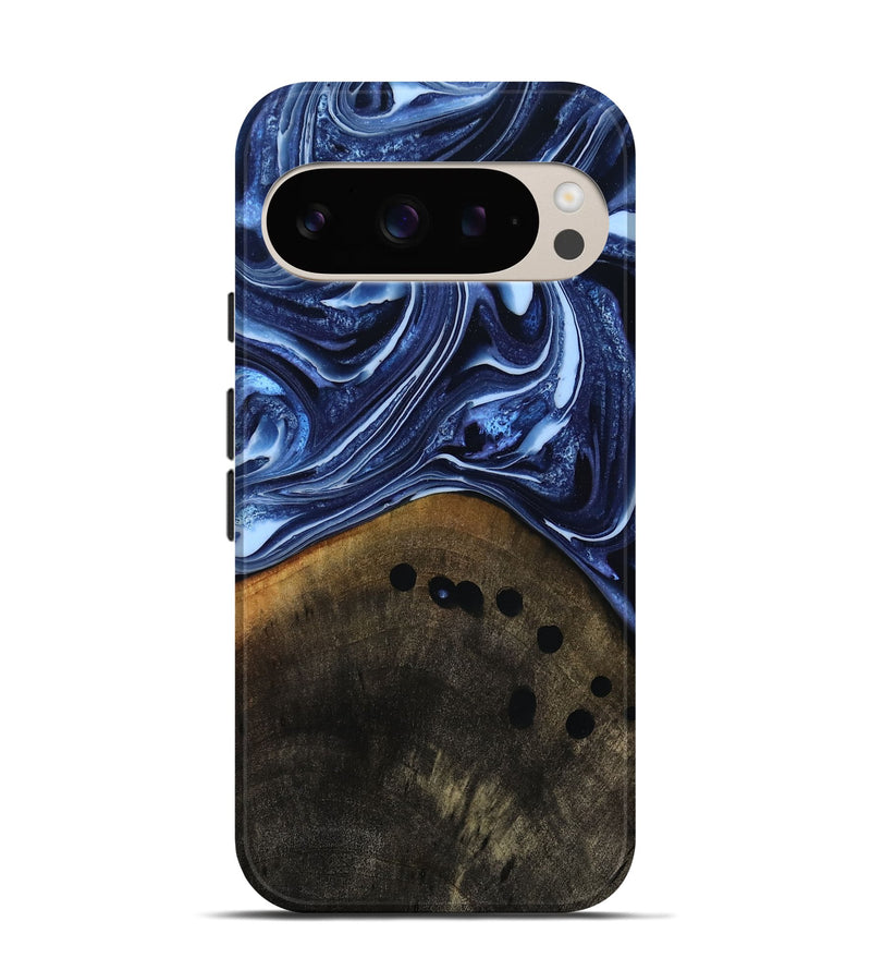 Pixel 9 Wood Live Edge Phone Case - Loraine (Blue, 808991)
