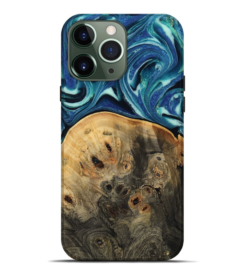iPhone 13 Pro Max Wood Live Edge Phone Case - Rowen (Blue, 809003)