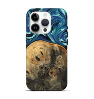 iPhone 15 Pro Wood Live Edge Phone Case - Rowen (Blue, 809003)