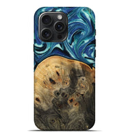 iPhone 16 Pro Max Wood Live Edge Phone Case - Rowen (Blue, 809003)