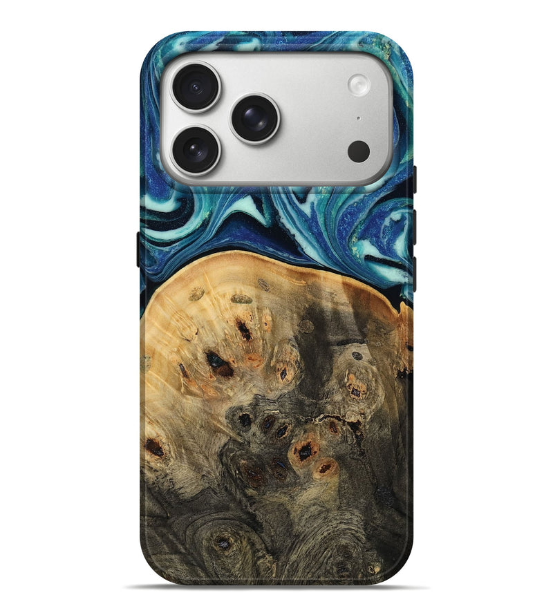 iPhone 17 Pro Max Wood Live Edge Phone Case - Rowen (Blue, 809003)