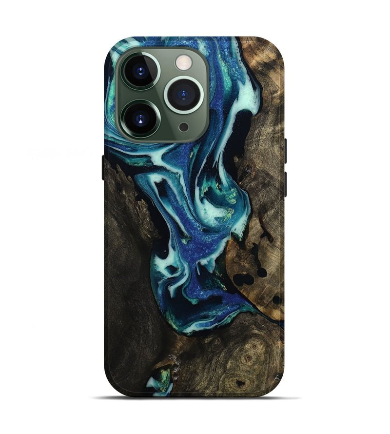 iPhone 13 Pro Wood Live Edge Phone Case - Rosetta (Blue, 809009)