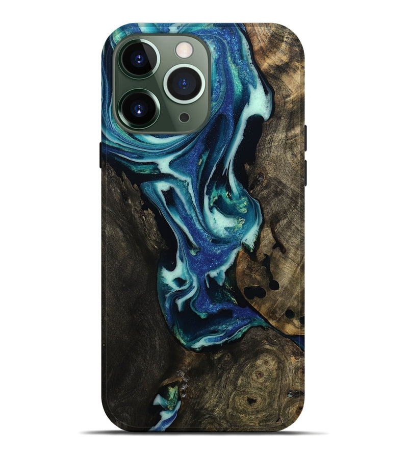 iPhone 13 Pro Max Wood Live Edge Phone Case - Rosetta (Blue, 809009)