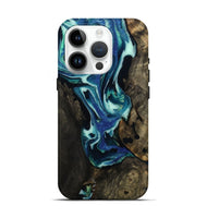 iPhone 15 Pro Wood Live Edge Phone Case - Rosetta (Blue, 809009)