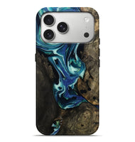 iPhone 17 Pro Max Wood Live Edge Phone Case - Rosetta (Blue, 809009)