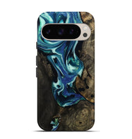 Pixel 9 Pro Wood Live Edge Phone Case - Rosetta (Blue, 809009)
