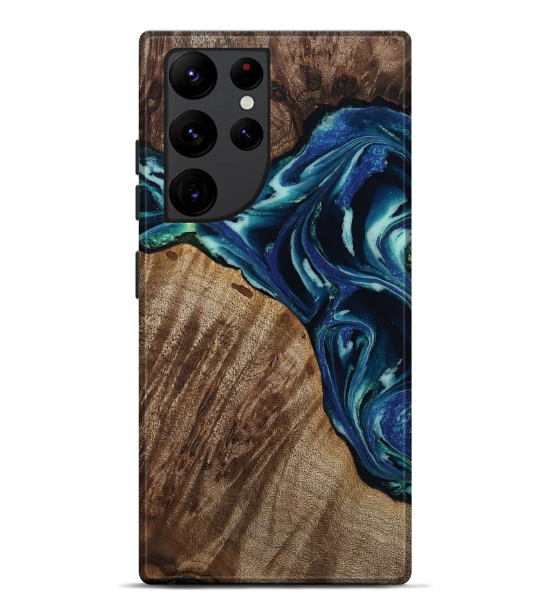 Galaxy S22 Ultra Wood Live Edge Phone Case - Macey (Blue, 809013)