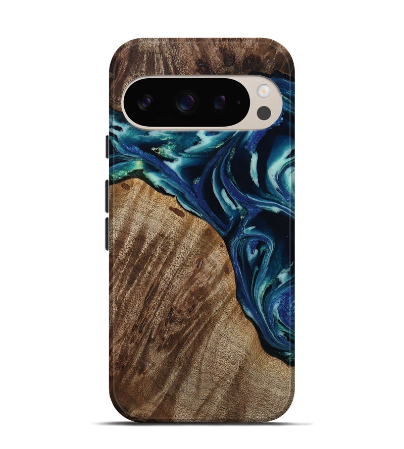 Pixel 9 Wood Live Edge Phone Case - Macey (Blue, 809013)