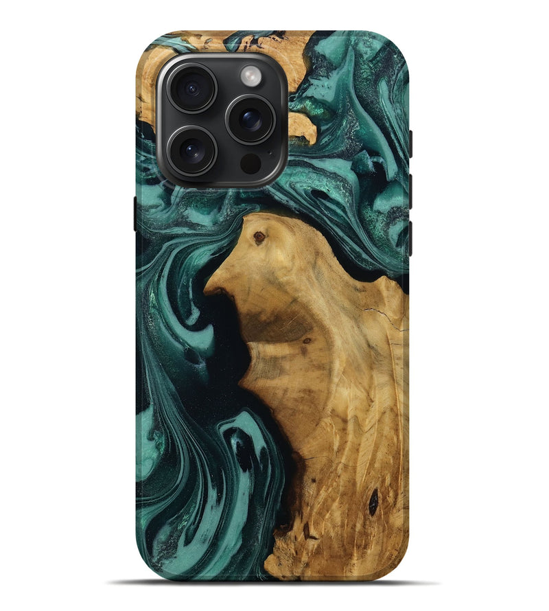 iPhone 16 Pro Max Wood Live Edge Phone Case - Leesa (Green, 809022)