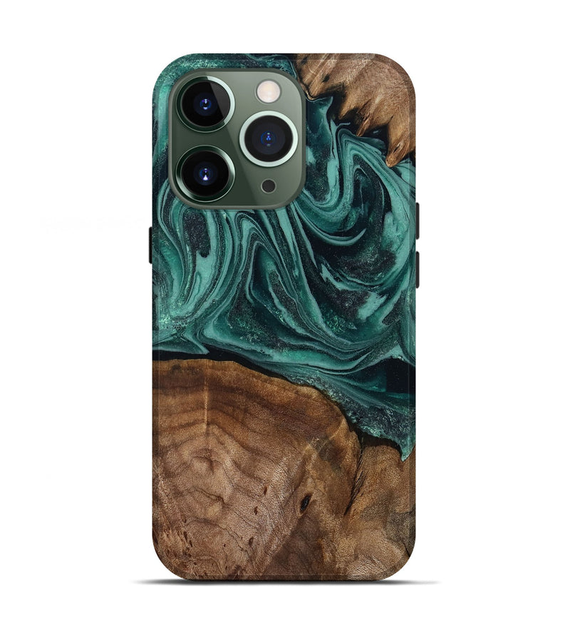 iPhone 13 Pro Wood Live Edge Phone Case - Jaquan (Green, 809029)