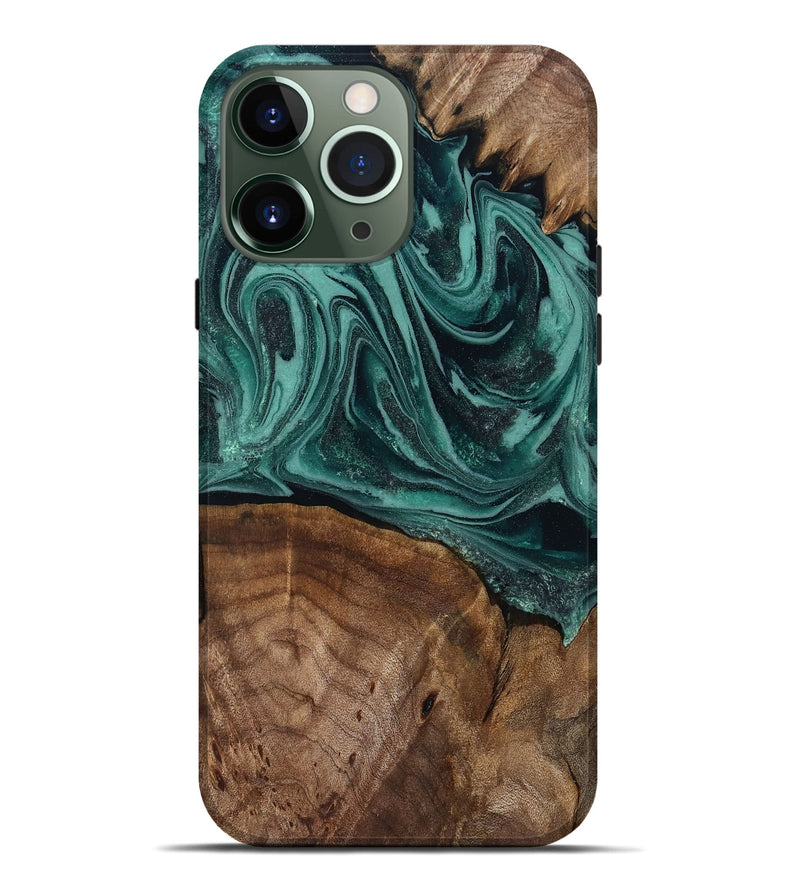iPhone 13 Pro Max Wood Live Edge Phone Case - Jaquan (Green, 809029)