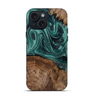 iPhone 15 Wood Live Edge Phone Case - Jaquan (Green, 809029)