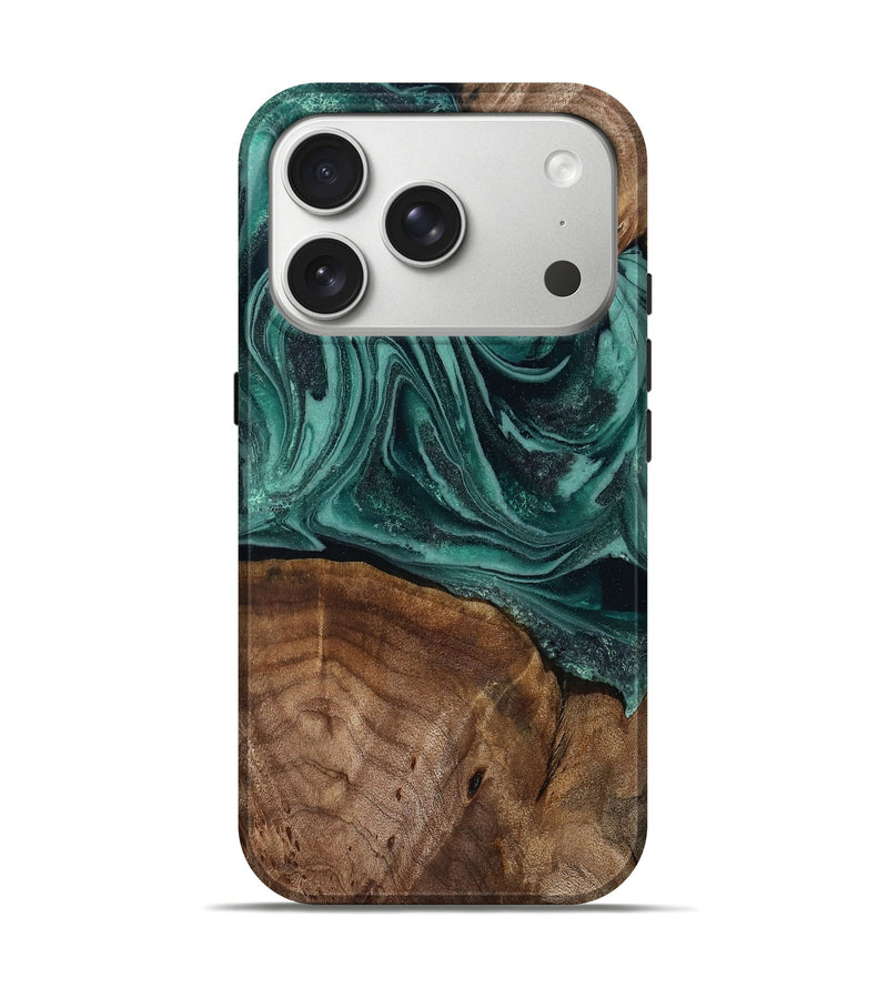 iPhone 17 Pro Wood Live Edge Phone Case - Jaquan (Green, 809029)