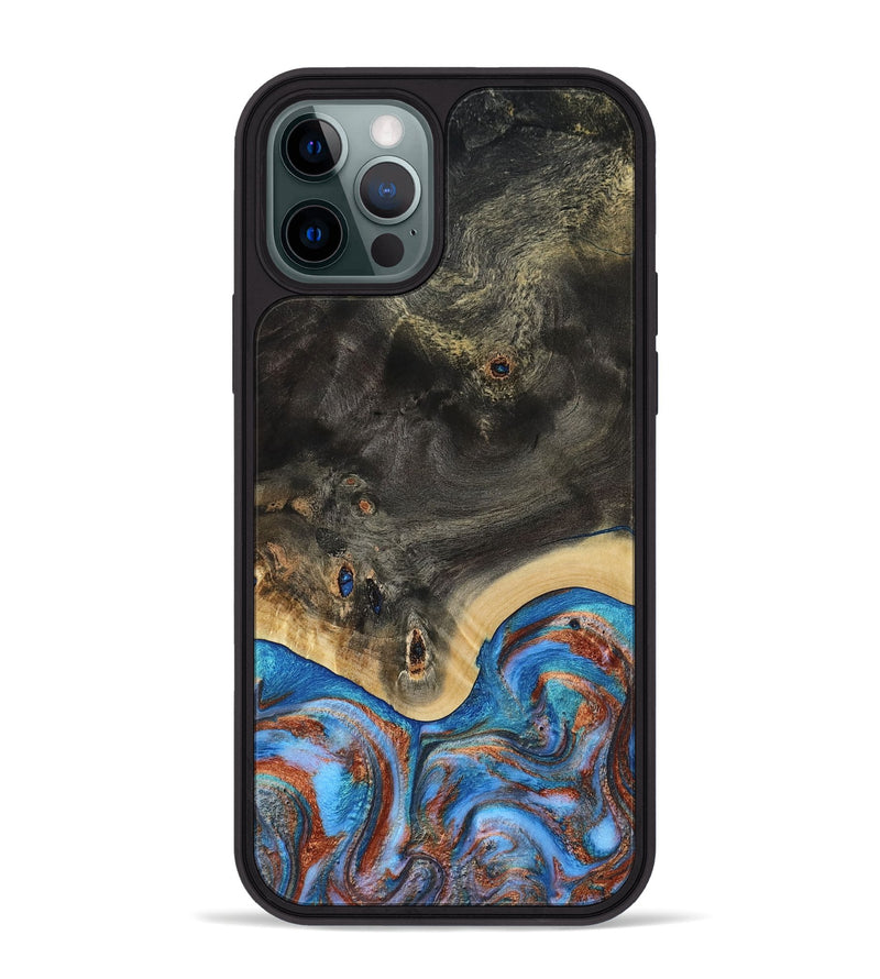 iPhone 12 Pro Max Wood Phone Case - Harris (Teal & Gold, 809040)