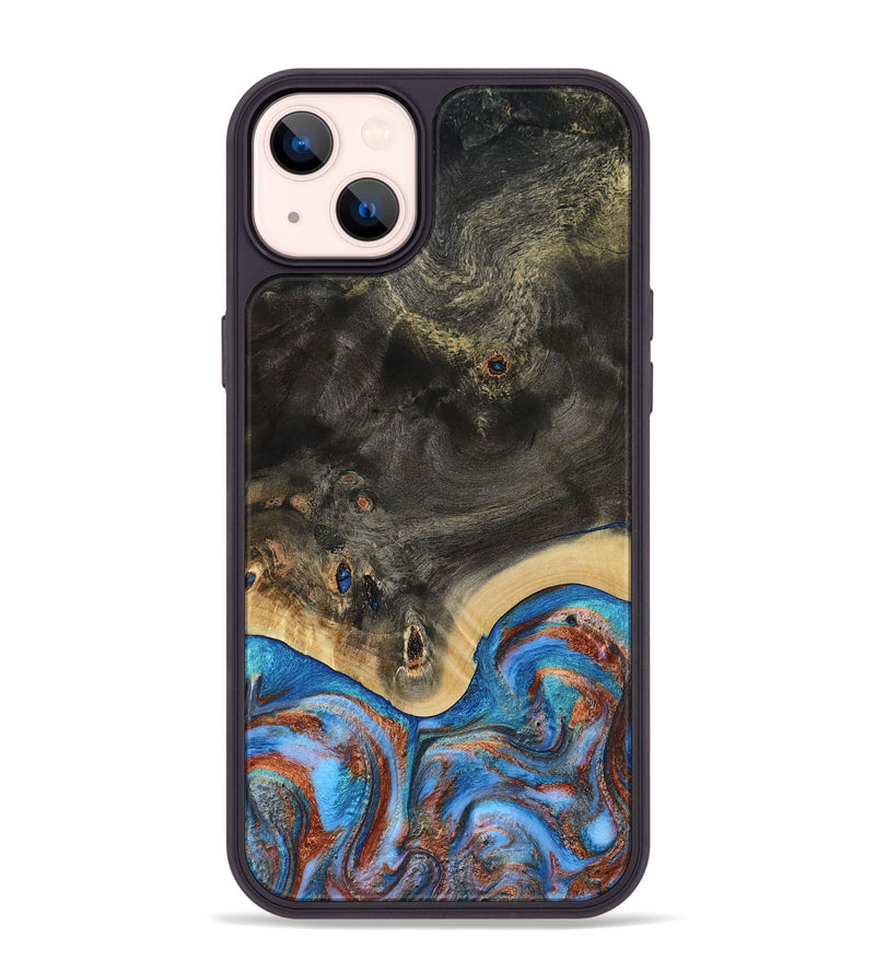 iPhone 14 Plus Wood Phone Case - Harris (Teal & Gold, 809040)