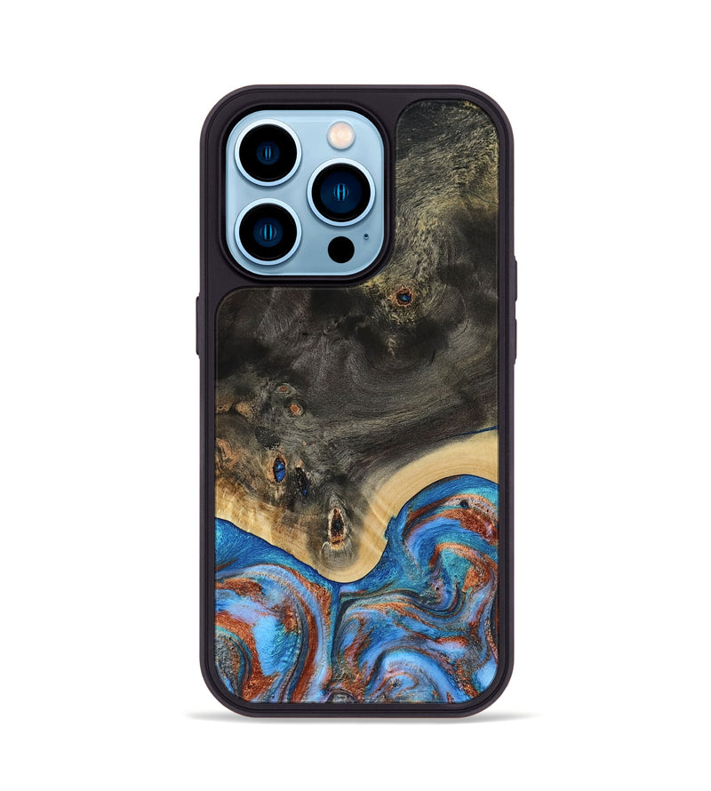 iPhone 14 Pro Wood Phone Case - Harris (Teal & Gold, 809040)