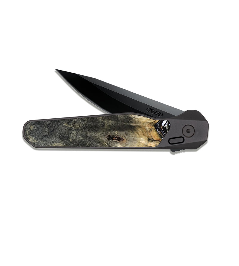 EDC Dark Slate Wood Pocket Knife - Kesha (Black & White, 809055)