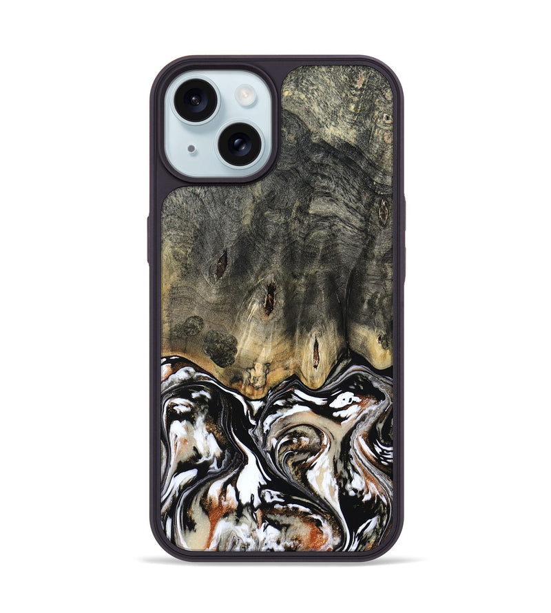 iPhone 15 Wood Phone Case - Kesha (Black & White, 809055)