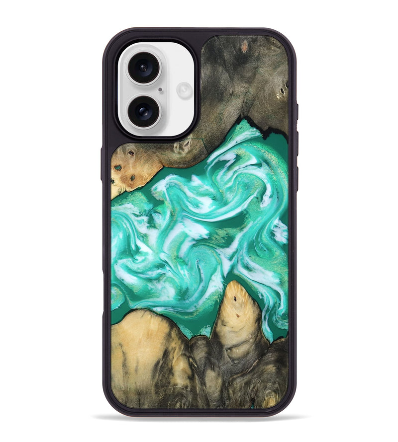 iPhone 16 Plus Wood Phone Case - Aidan (Green, 809057)
