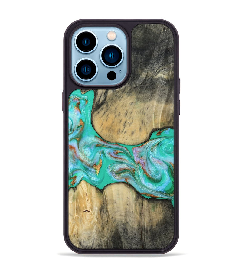 iPhone 14 Pro Max Wood Phone Case - Jaiden (Green, 809060)