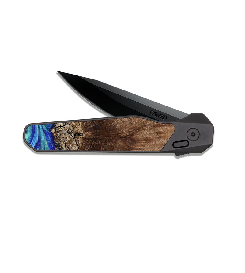 EDC Dark Slate Wood Pocket Knife - Raiden (Blue, 809061)
