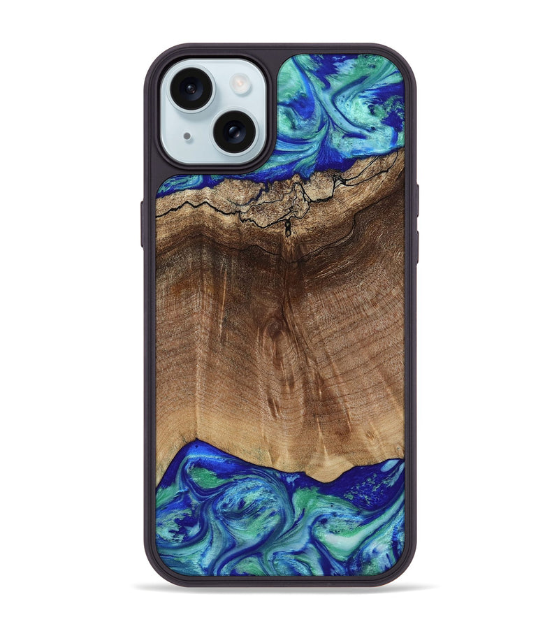 iPhone 15 Plus Wood Phone Case - Raiden (Blue, 809061)