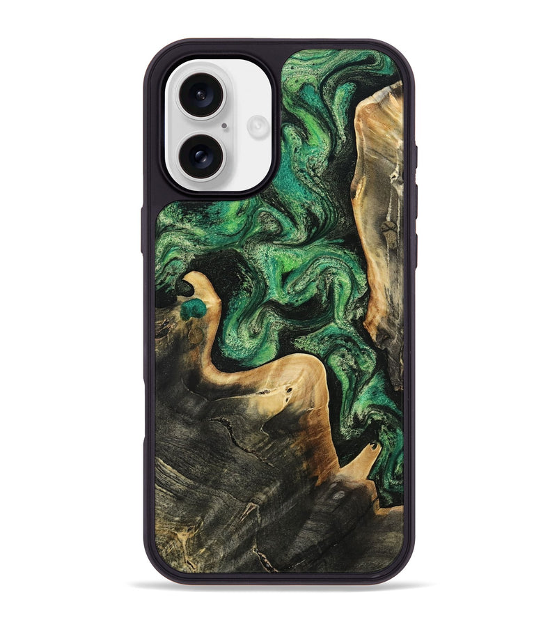iPhone 16 Plus Wood Phone Case - Sina (Green, 809062)