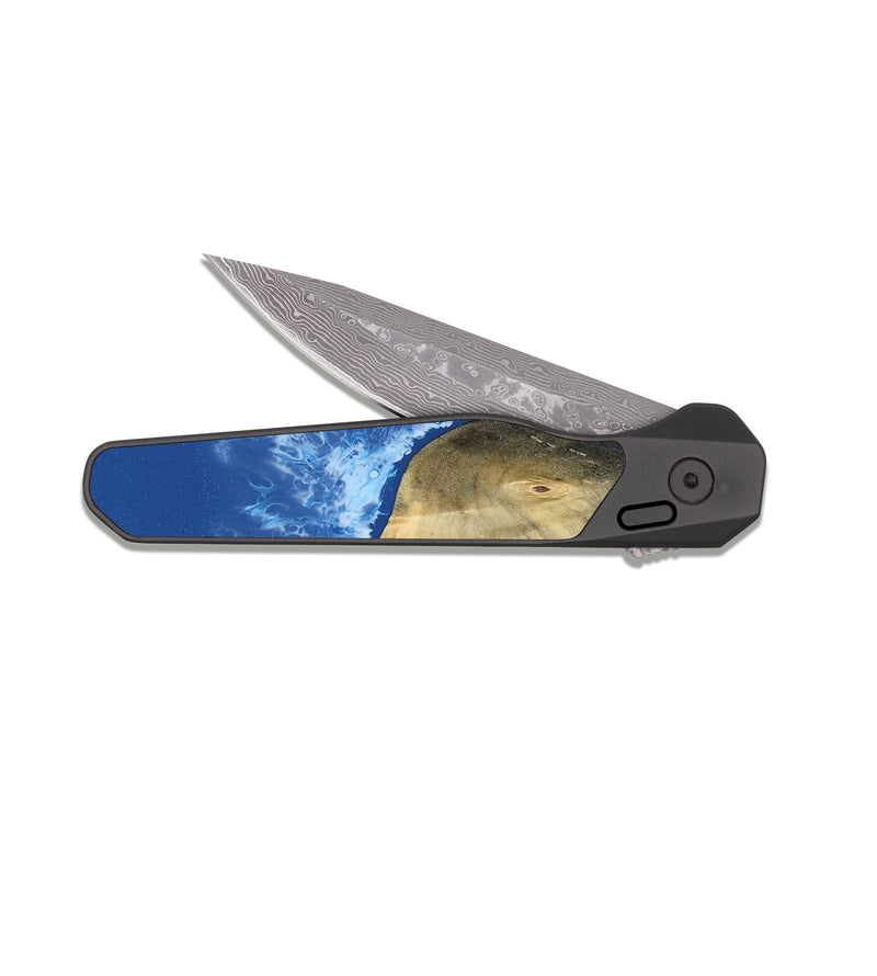 EDC Dark Damascus Wood Pocket Knife - Kamari (Coastal, 809079)