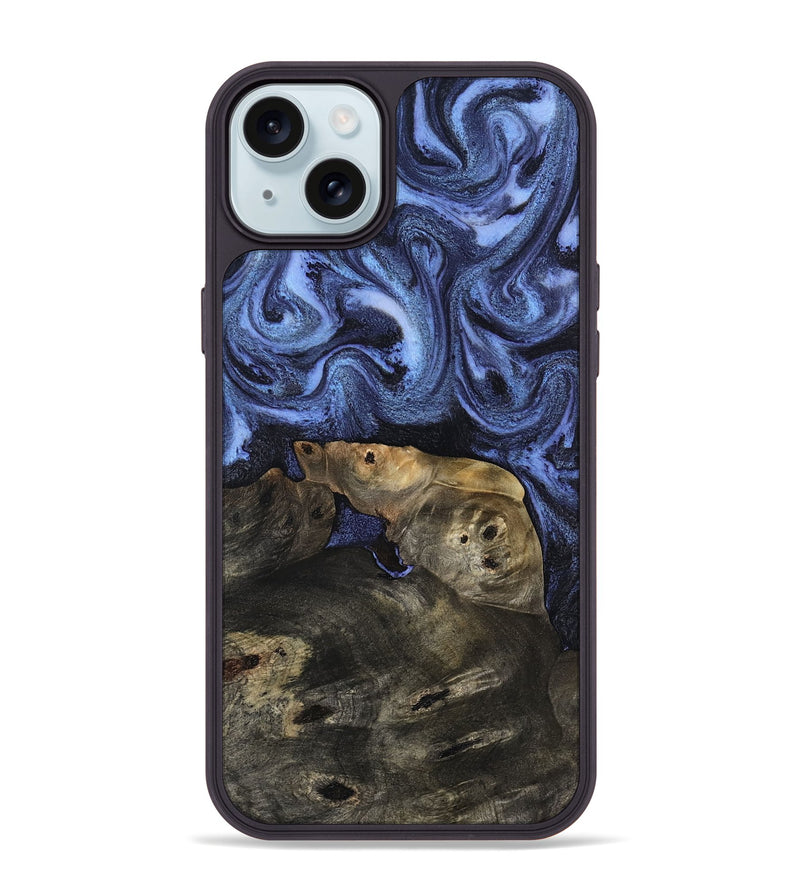 iPhone 15 Plus Wood Phone Case - Oma (Blue, 809090)