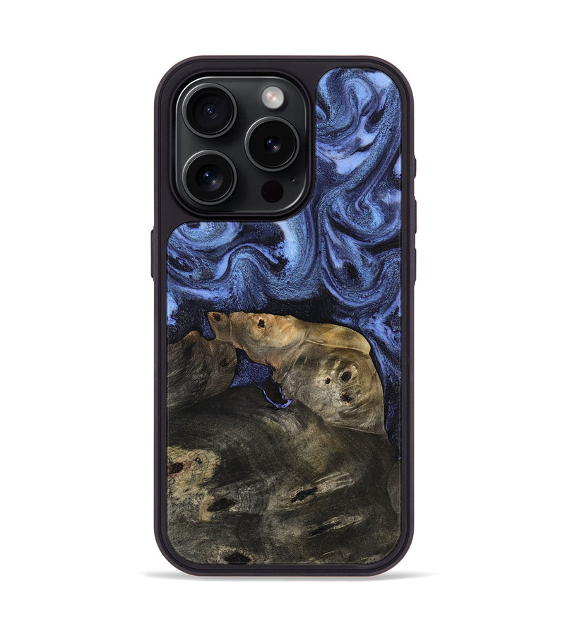 iPhone 15 Pro Wood Phone Case - Oma (Blue, 809090)