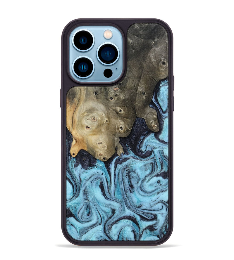 iPhone 14 Pro Max Wood Phone Case - Cason (Blue, 809091)