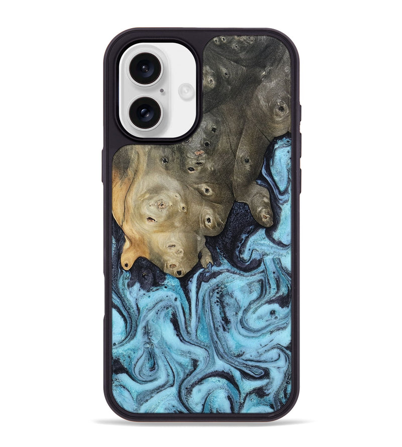 iPhone 16 Plus Wood Phone Case - Cason (Blue, 809091)