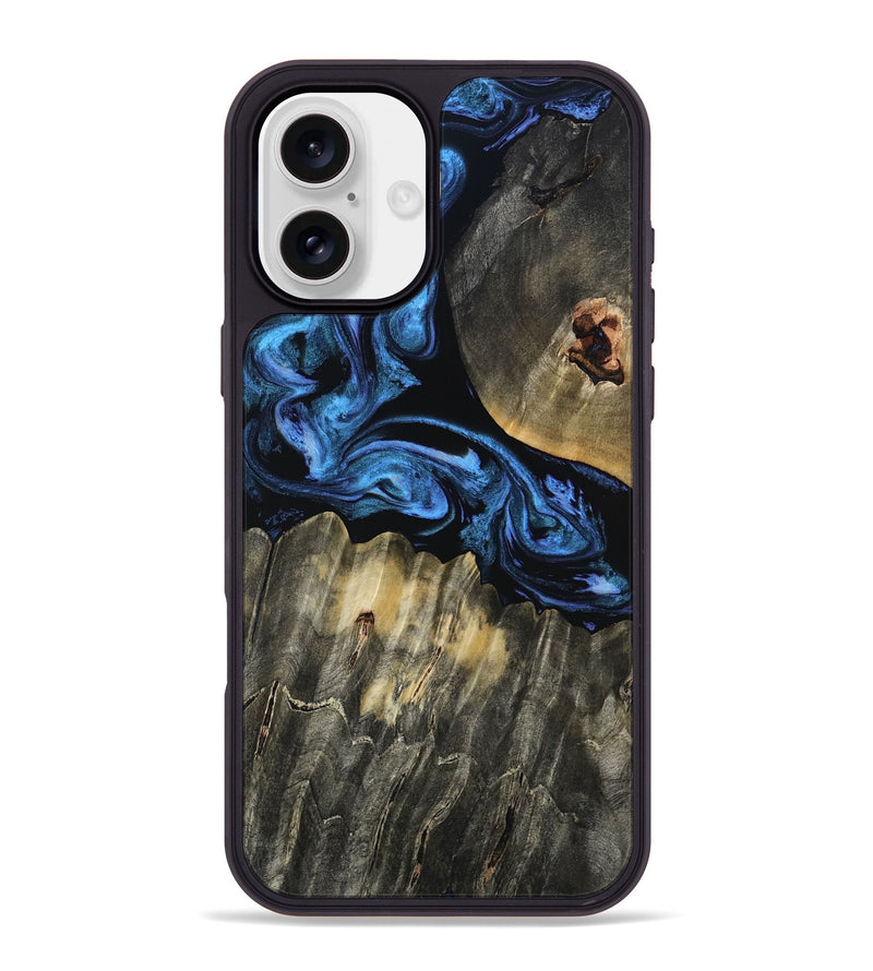 iPhone 16 Plus Wood Phone Case - Theron (Blue, 809092)