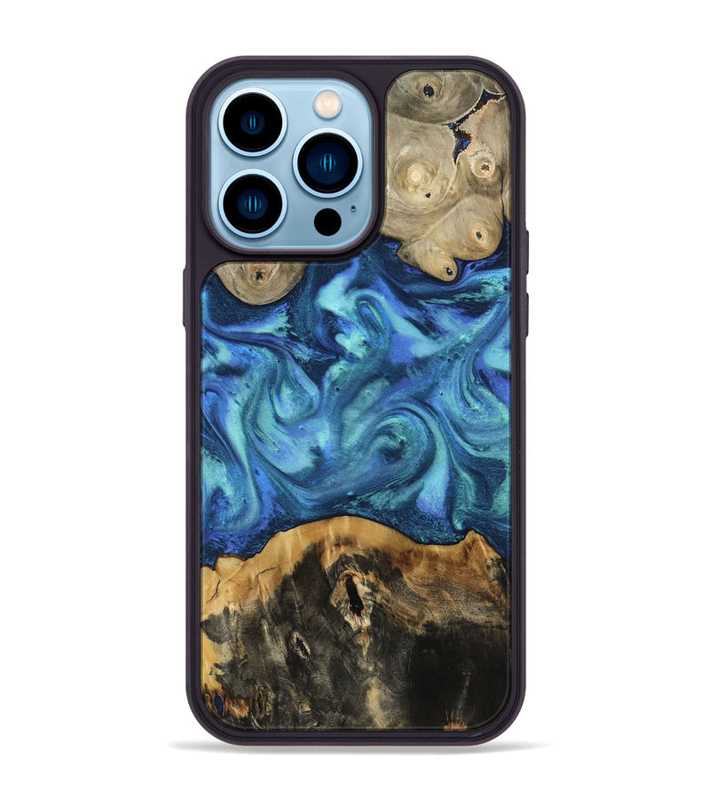 iPhone 14 Pro Max Wood Phone Case - Kiarra (Blue, 809149)