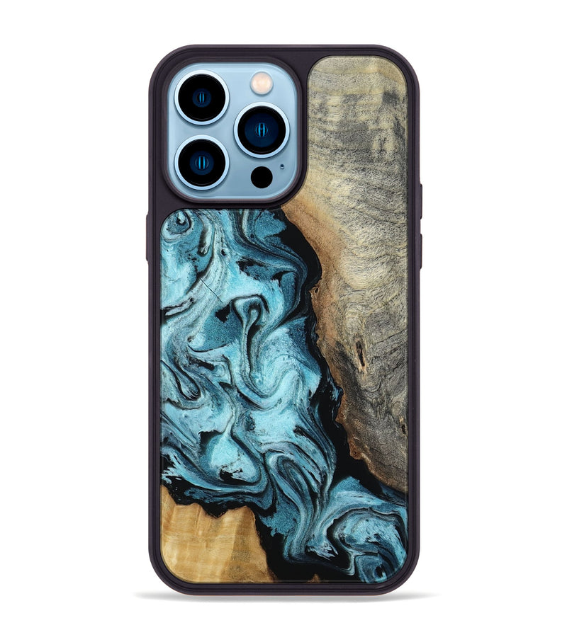 iPhone 14 Pro Max Wood Phone Case - Madilyn (Blue, 809154)