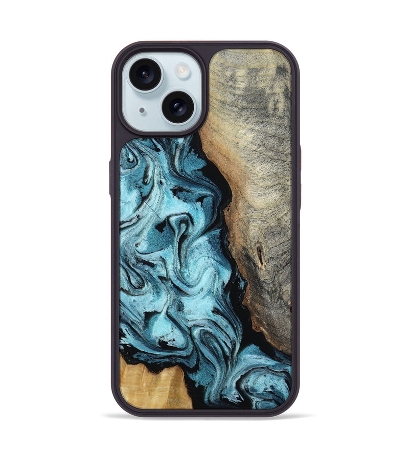 iPhone 15 Wood Phone Case - Madilyn (Blue, 809154)