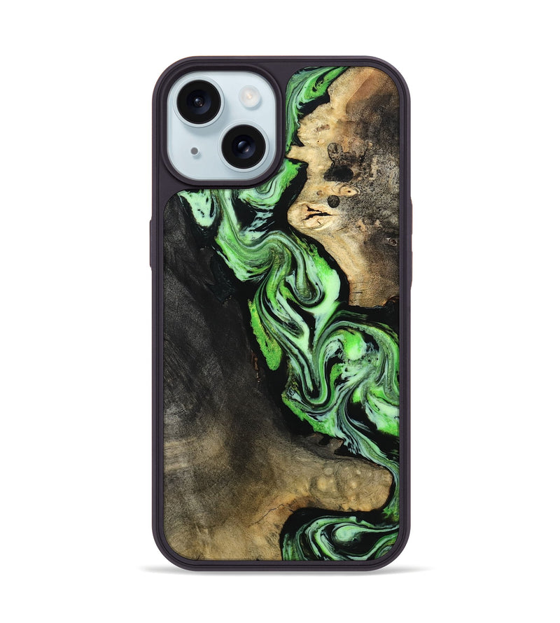 iPhone 15 Wood Phone Case - Aiden (Green, 809156)
