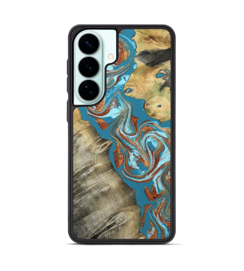 Galaxy S26 Plus Wood Phone Case - Shirlee (Teal & Gold, 809213)