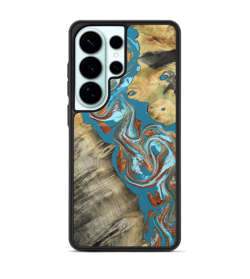 Galaxy S26 Ultra Wood Phone Case - Shirlee (Teal & Gold, 809213)