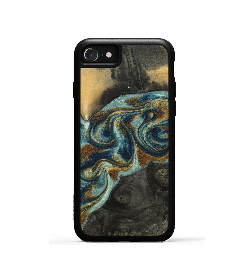 iPhone SE Wood Phone Case - Nevaeh (Teal & Gold, 809214)