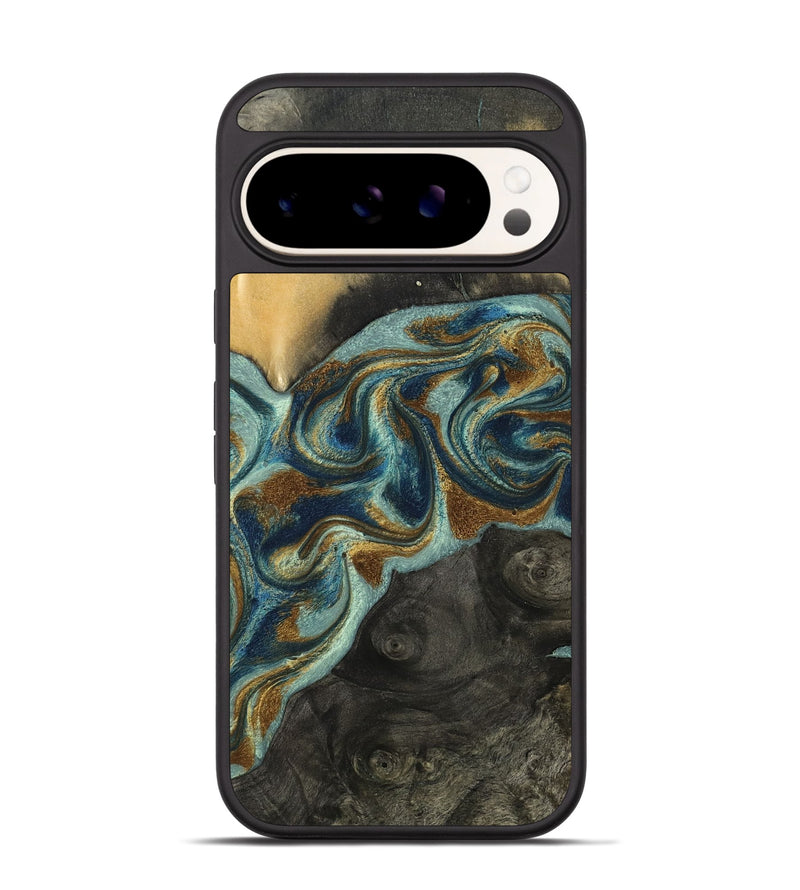 Pixel 9 Wood Phone Case - Nevaeh (Teal & Gold, 809214)