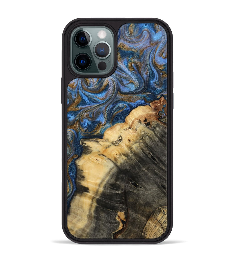 iPhone 12 Pro Max Wood Phone Case - Ashlynn (Teal & Gold, 809215)