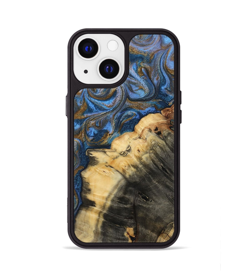 iPhone 13 Wood Phone Case - Ashlynn (Teal & Gold, 809215)