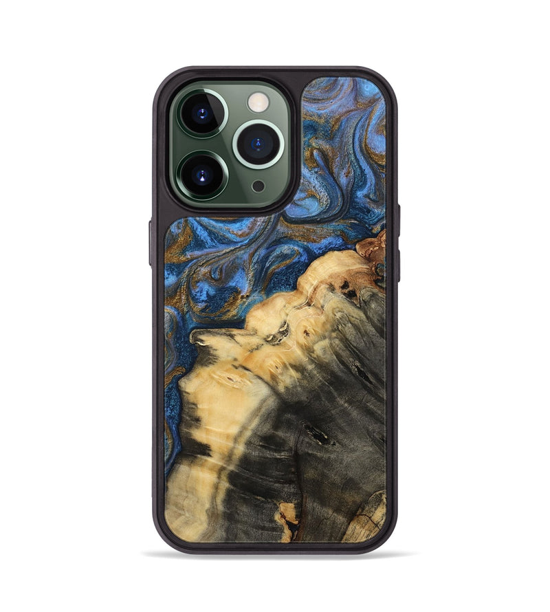 iPhone 13 Pro Wood Phone Case - Ashlynn (Teal & Gold, 809215)