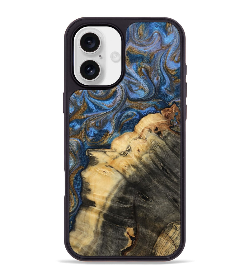 iPhone 16 Plus Wood Phone Case - Ashlynn (Teal & Gold, 809215)