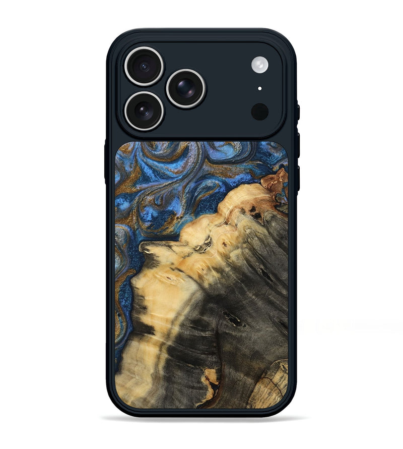 iPhone 17 Pro Max Wood Phone Case - Ashlynn (Teal & Gold, 809215)