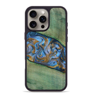 iPhone 16 Pro Max Wood Phone Case - Carson (Teal & Gold, 809216)