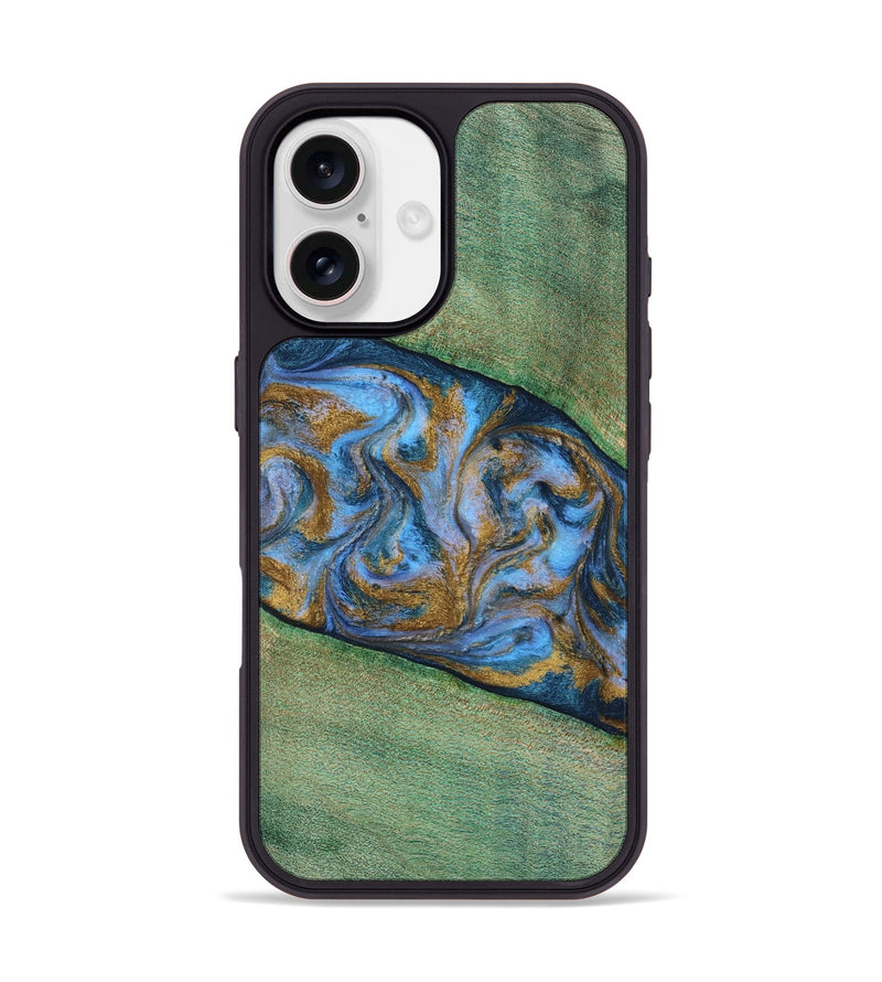 iPhone 17 Wood Phone Case - Carson (Teal & Gold, 809216)